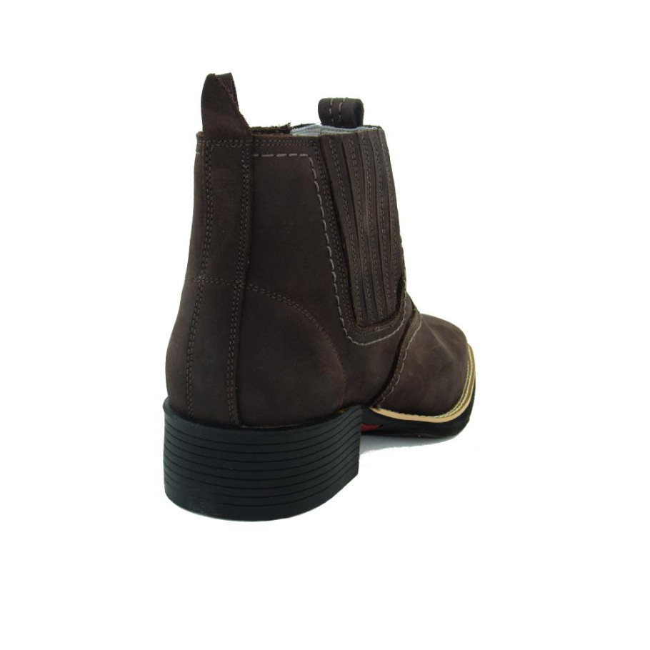 Botina Country Masculina Bico Quadrado Fossil Café Passo Livre
